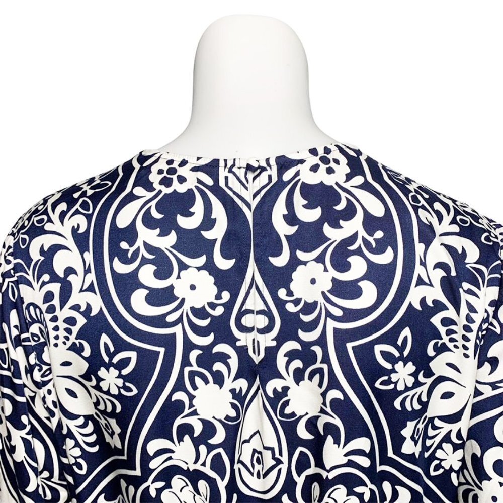 BODEN Silk Blend Ornate Garden Long Sleeve Column Dress in Navy - Picture 8 of 12